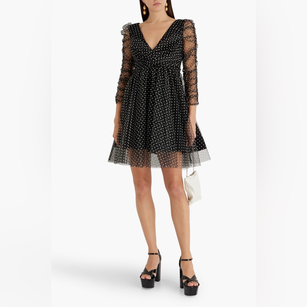 NWT ZIMMERMANN Ruched Polka Dot Tulle Dress 1 US6